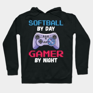 Softball By Day Gamer By Night Hoodie